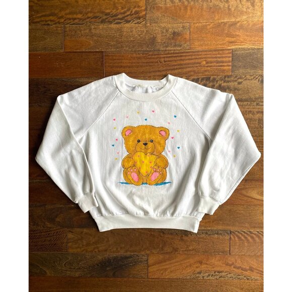 90s vintage teddy bear graphic cute kidcore cartoon pullover crewneck sweatshirt - Picture 8 of 9